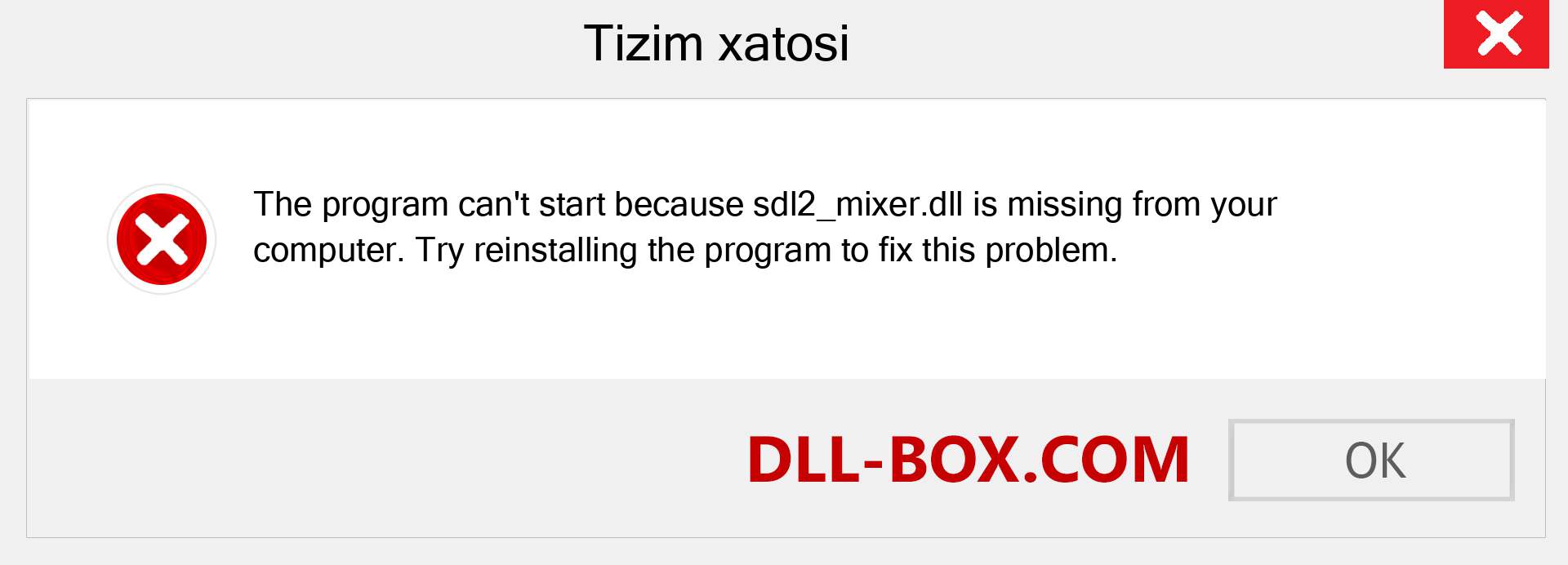 sdl2_mixer.dll fayli yo'qolganmi?. Windows 7, 8, 10 uchun yuklab olish - Windowsda sdl2_mixer dll etishmayotgan xatoni tuzating, rasmlar, rasmlar